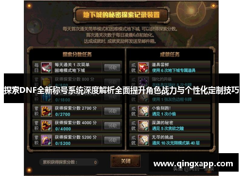 探索DNF全新称号系统深度解析全面提升角色战力与个性化定制技巧